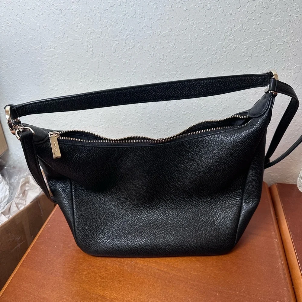 Kate Spade New York Women's Black Pebbled Leather Shoulder Bag